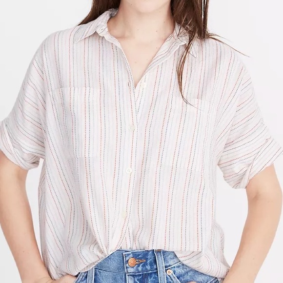 MADEWELL Courier Shirt in Stitched Rainbow Stripe - Picture 9 of 13